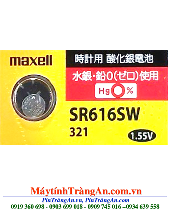 Maxell SR616SW, Pin 321 _Pin đồng hồ đeo tay 1.55v Silver Oxide Maxell SR616SW, Pin 321